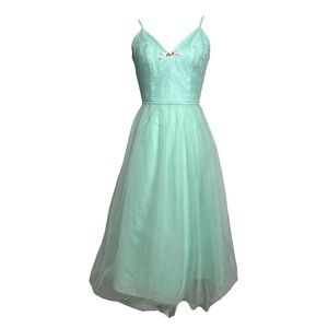 Davids Bridal Fairy Princess Dress Mint Green Chantilly Lace Tulle Fit & Flare